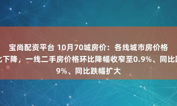 宝尚配资平台 10月70城房价：各线城市房价格环比同比下降，一线二手房价格环比降幅收窄至0.9%、同比跌幅扩大